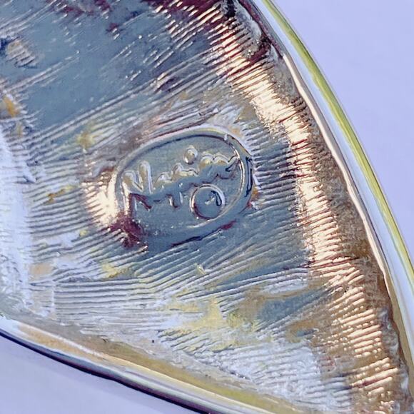 Vintage Signed Napier Brooch Silver Tone Mid Century Modernist Swirl Design Pin - Picture 9 of 11